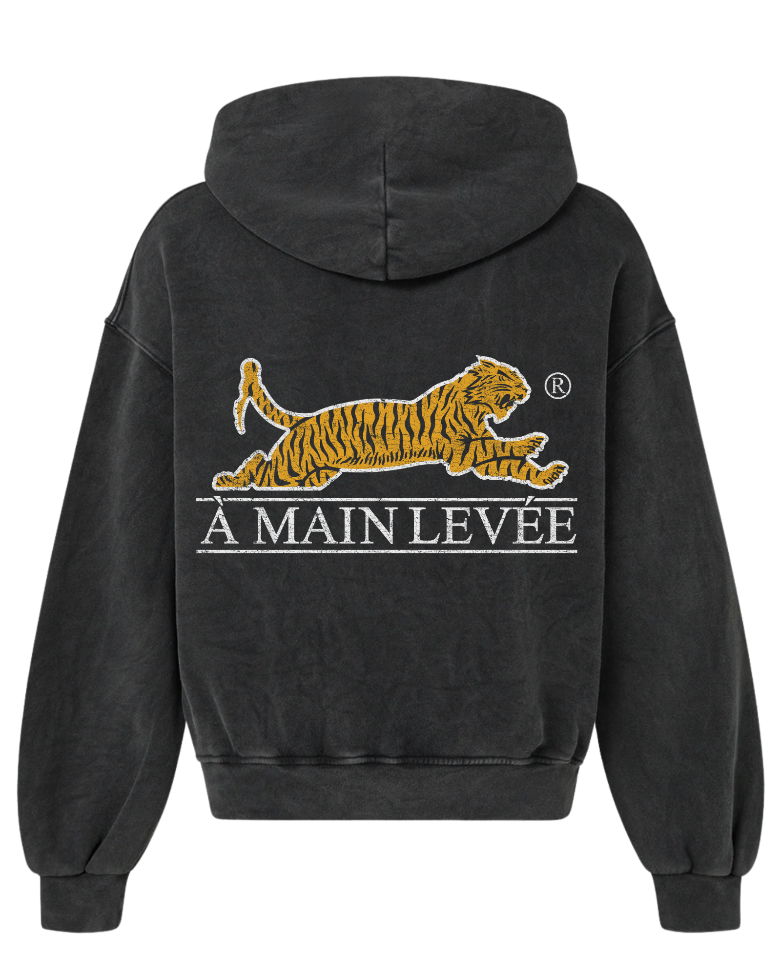 Back view — Vintage Black Lafayette Tiger Hoodie